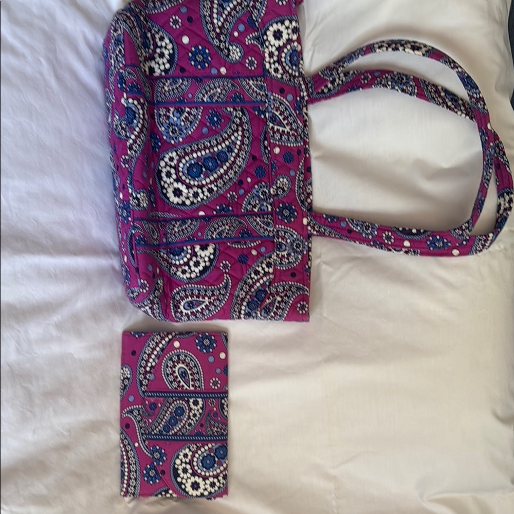 Vera Bradley Pink and Blue Quilted Tote Bag